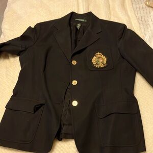 Vintage black Ralph Lauren college emblem blazer